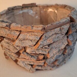 Rustic Wood Chip Flower Vase / Planter 10"